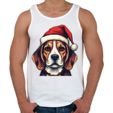 PRINTFASHION Beagle mikulás sapkában - Férfi atléta - Fehér