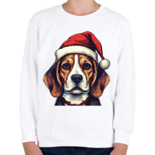PRINTFASHION Beagle mikulás sapkában - Gyerek pulóver - Fehér gyerek pulóver, kardigán