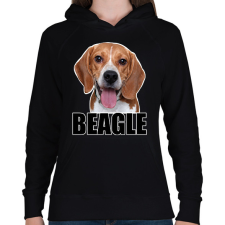 PRINTFASHION beagle - Női kapucnis pulóver - Fekete női pulóver, kardigán