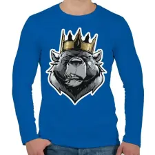 PRINTFASHION Bear King - Férfi hosszú ujjú póló - Királykék férfi póló