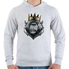 PRINTFASHION Bear King - Férfi kapucnis pulóver - Sport szürke férfi pulóver, kardigán