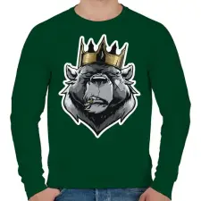 PRINTFASHION Bear King - Férfi pulóver - Sötétzöld férfi pulóver, kardigán