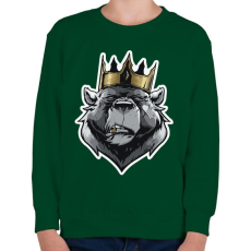 PRINTFASHION Bear King - Gyerek pulóver - Sötétzöld