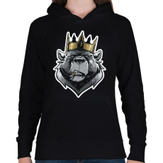 PRINTFASHION Bear King - Női kapucnis pulóver - Fekete