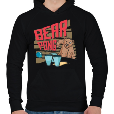 PRINTFASHION Bear pong - Férfi kapucnis pulóver - Fekete férfi pulóver, kardigán