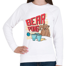 PRINTFASHION Bear pong - Női pulóver - Fehér női pulóver, kardigán