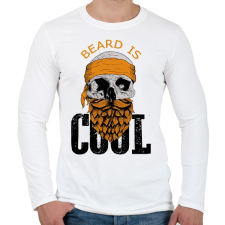 PRINTFASHION Beard is cool  - Férfi hosszú ujjú póló - Fehér férfi póló