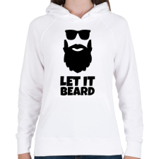 PRINTFASHION BEARD - Női kapucnis pulóver - Fehér női pulóver, kardigán
