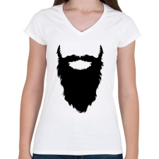PRINTFASHION Beard - Női V-nyakú póló - Fehér női póló