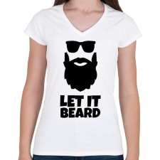 PRINTFASHION BEARD - Női V-nyakú póló - Fehér női póló