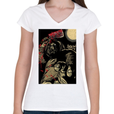 PRINTFASHION Beast Design Killer - Női V-nyakú póló - Fehér