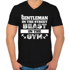 PRINTFASHION Beast in the gym - Férfi V-nyakú póló - Fekete férfi póló