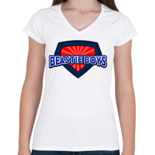 PRINTFASHION BEASTIE BOYS - Női V-nyakú póló - Fehér női póló