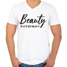 PRINTFASHION Beauty is my business - Férfi V-nyakú póló - Fehér férfi póló