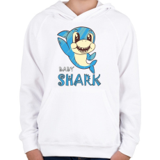 PRINTFASHION Bébi cápa - baby shark - Gyerek kapucnis pulóver - Fehér