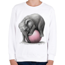 PRINTFASHION Bébi elefánt egy pink labdával - Gyerek pulóver - Fehér gyerek pulóver, kardigán