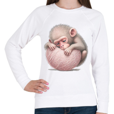 PRINTFASHION Bébi majom egy pink labdával - Női pulóver - Fehér