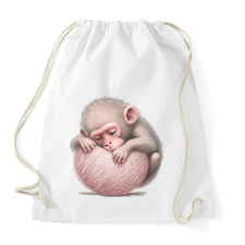 PRINTFASHION Bébi majom egy pink labdával - Sportzsák, Tornazsák - Fehér tornazsák