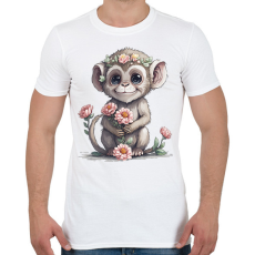 PRINTFASHION Bébi majom virágokkal - Férfi póló - Fehér