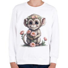 PRINTFASHION Bébi majom virágokkal - Gyerek pulóver - Fehér gyerek pulóver, kardigán
