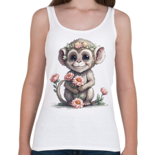 PRINTFASHION Bébi majom virágokkal - Női atléta - Fehér női trikó