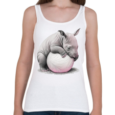 PRINTFASHION Bébi orrszarvú egy pink labdával - Női atléta - Fehér női trikó