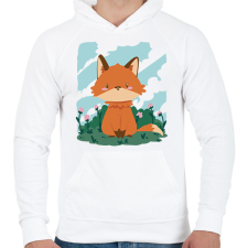PRINTFASHION Bébi róka - Férfi kapucnis pulóver - Fehér férfi pulóver, kardigán
