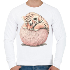 PRINTFASHION Bébi tigris egy pink labdával - Férfi pulóver - Fehér