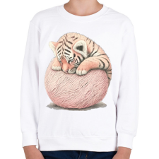 PRINTFASHION Bébi tigris egy pink labdával - Gyerek pulóver - Fehér gyerek pulóver, kardigán