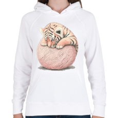 PRINTFASHION Bébi tigris egy pink labdával - Női kapucnis pulóver - Fehér
