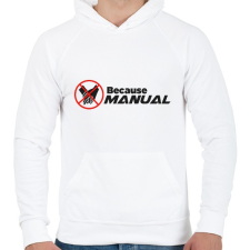 PRINTFASHION Because manual - Férfi kapucnis pulóver - Fehér férfi pulóver, kardigán
