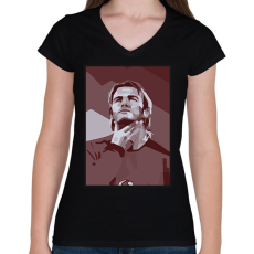 PRINTFASHION Beckham - Női V-nyakú póló - Fekete