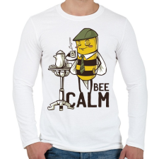 PRINTFASHION Bee Calm - Férfi hosszú ujjú póló - Fehér férfi póló