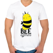 PRINTFASHION Bee different - Férfi V-nyakú póló - Fehér férfi póló