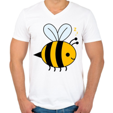 PRINTFASHION bee - Férfi V-nyakú póló - Fehér