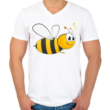PRINTFASHION bee - Férfi V-nyakú póló - Fehér férfi póló