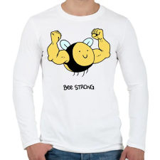 PRINTFASHION Bee strong - Férfi hosszú ujjú póló - Fehér férfi póló
