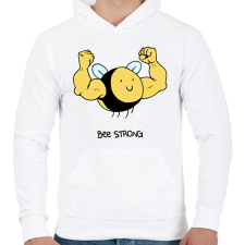 PRINTFASHION Bee strong - Férfi kapucnis pulóver - Fehér férfi pulóver, kardigán