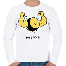 PRINTFASHION Bee strong - Férfi pulóver - Fehér férfi pulóver, kardigán