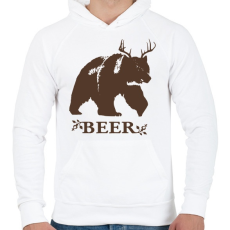 PRINTFASHION Beer Medve-szarvas - Férfi kapucnis pulóver - Fehér