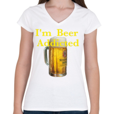 PRINTFASHION beer - Női V-nyakú póló - Fehér női póló