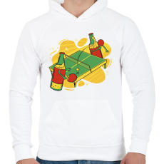 PRINTFASHION Beer ping pong - Férfi kapucnis pulóver - Fehér