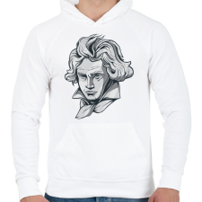 PRINTFASHION Beethoven - Férfi kapucnis pulóver - Fehér férfi pulóver, kardigán