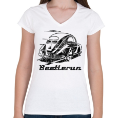 PRINTFASHION Beetle run eroded - Női V-nyakú póló - Fehér