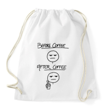 PRINTFASHION Before coffee after coffee - Sportzsák, Tornazsák - Fehér tornazsák