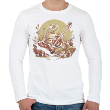 PRINTFASHION Béka banjoval - Férfi hosszú ujjú póló - Fehér férfi póló