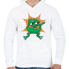 PRINTFASHION Béka dab - Férfi kapucnis pulóver - Fehér férfi pulóver, kardigán