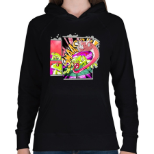 PRINTFASHION béka és kígyó - Női kapucnis pulóver - Fekete női pulóver, kardigán