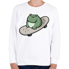 PRINTFASHION Béka gördeszkán - Gyerek pulóver - Fehér gyerek pulóver, kardigán