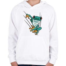 PRINTFASHION Béka - Gyerek kapucnis pulóver - Fehér gyerek pulóver, kardigán
